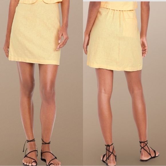 NWTS💓GAP OLD NAVY XL💓SWEET BUTTER LINEN FITTED TOP MATCHING LINEN A LINE SKIRT - Picture 4 of 15